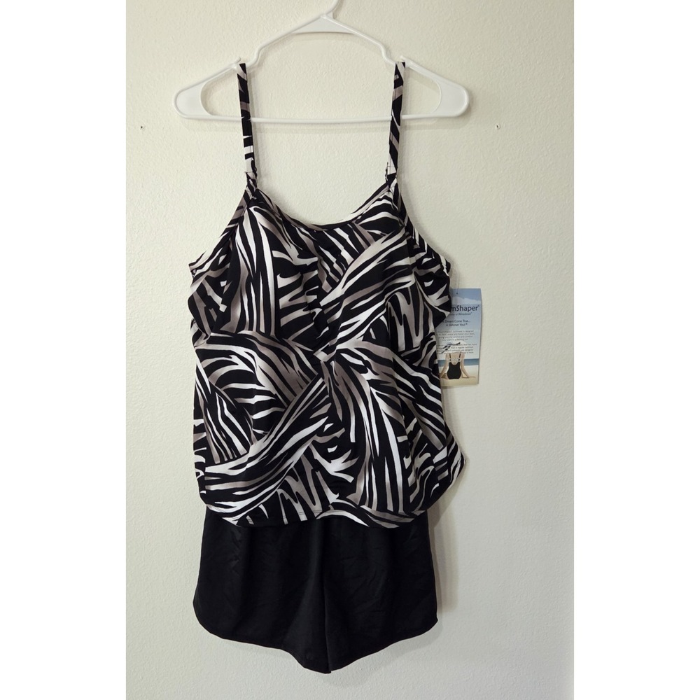 DreamShaper by Miracle Suit Farrah Romper Swimsuit Safari Stripes NEW Size 20W